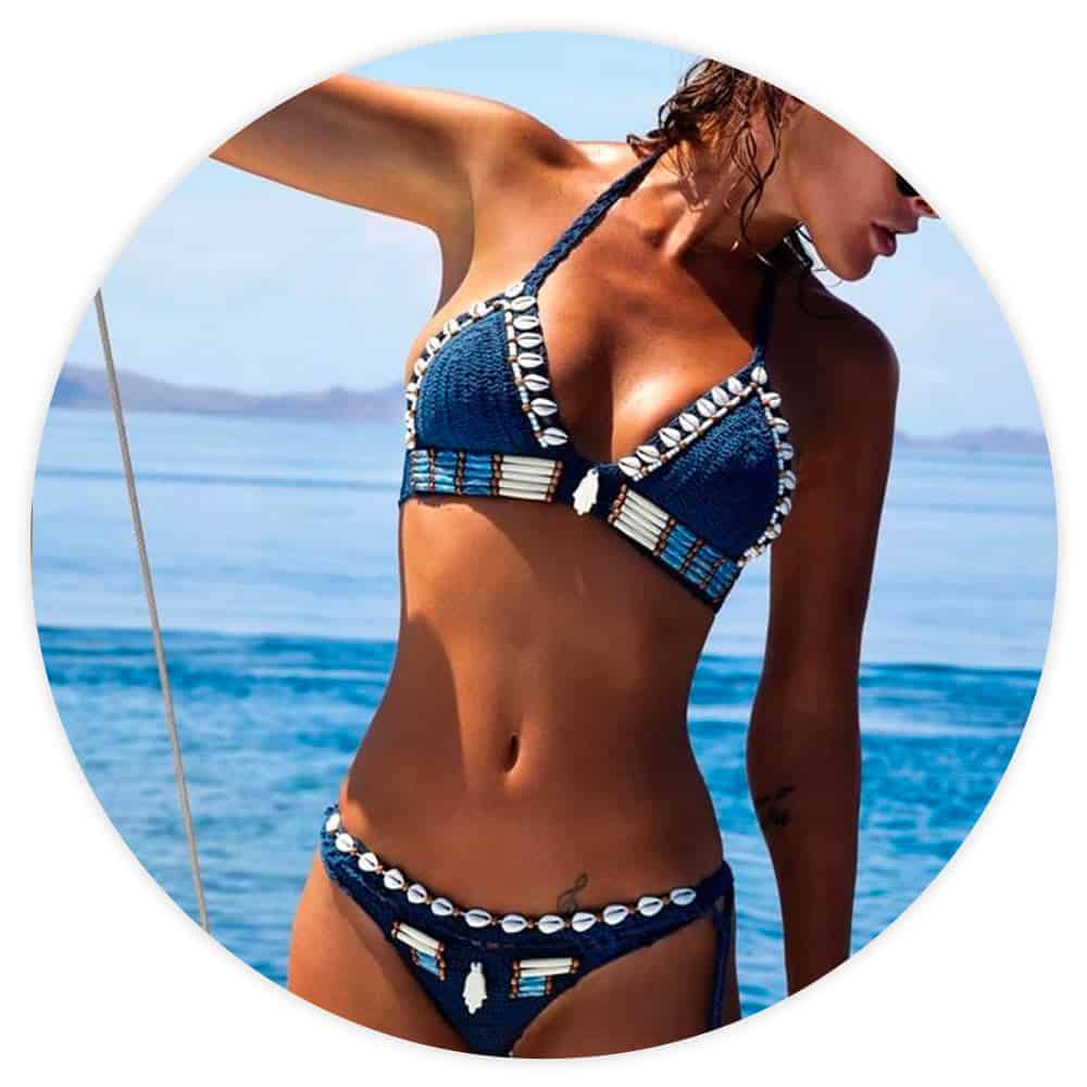 Badetøj Bikini Med Muslinger & Hæklet
