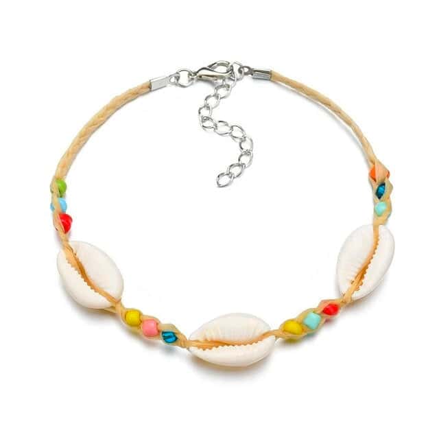 Muslinge Armbånd Cowrie Og Multifarvede Perler