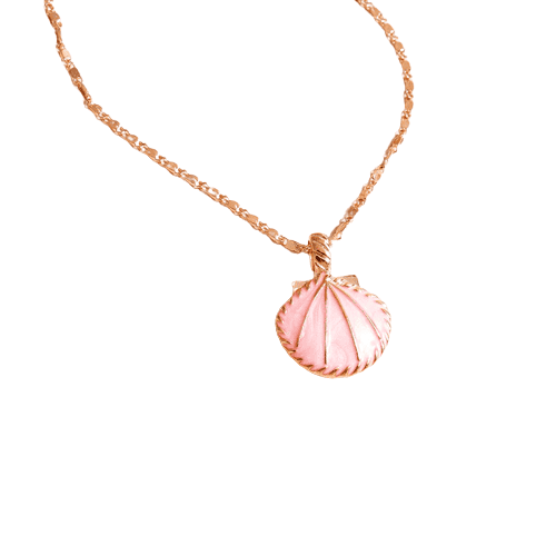 Muslinge Choker Halskæde Pink Emalje Søskal