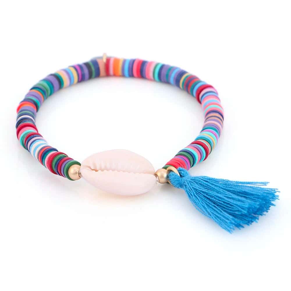 Muslinge Armbånd Blå Surfer Cowrie