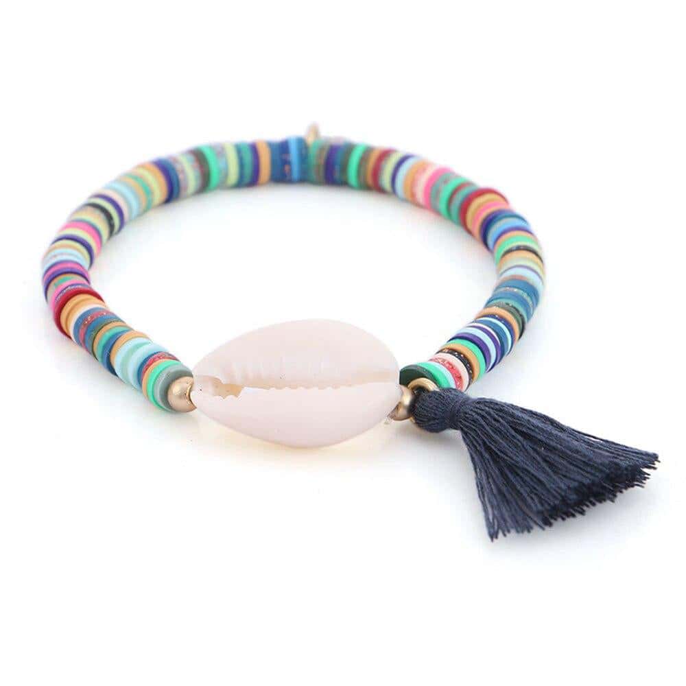 Muslinge Armbånd Cowrie Og Heishi Perler