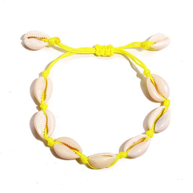 Muslinge Armbånd Gul Snor Kaurier