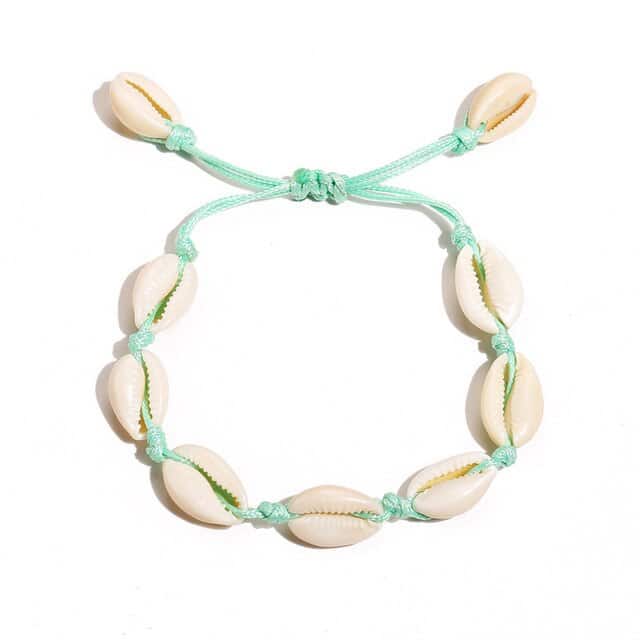 Muslinge Armbånd Lysblå Snor Kaurier