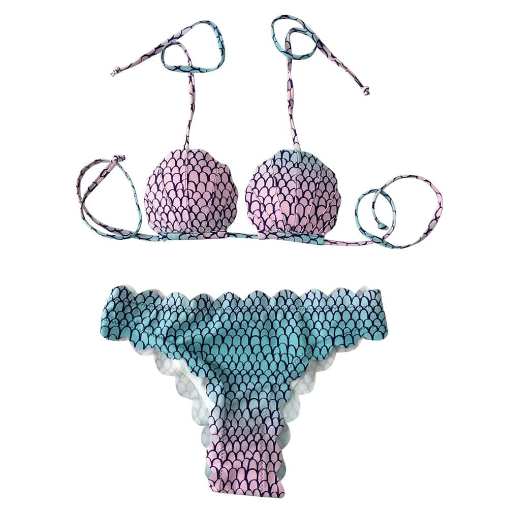 Badetøj Bikini Med Muslinger Havfrue Blå