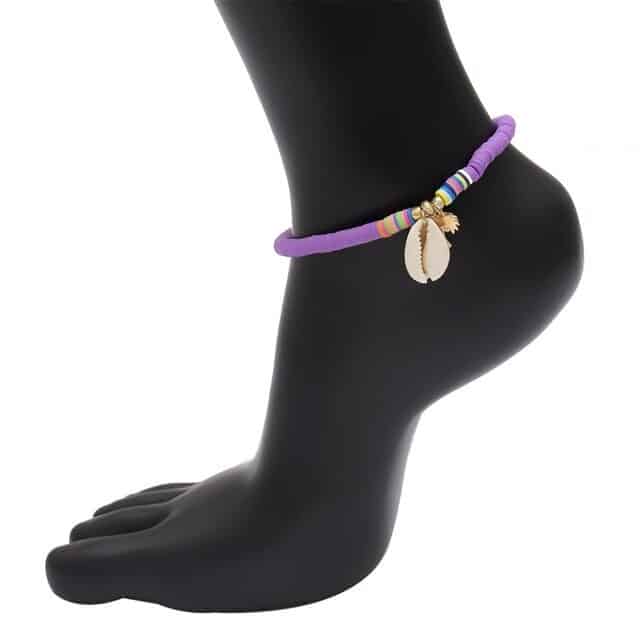 Ankelkæde Muslinger Mauve Perlet Surfer