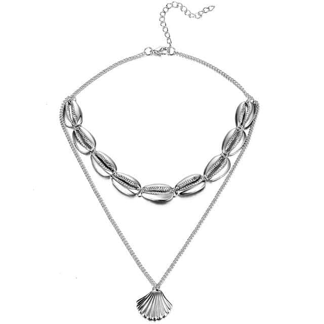 Muslinge Halskæde Silver Shell Vedhæng Choker