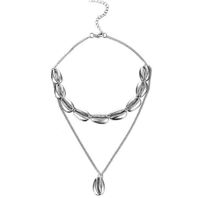Muslinge Halskæde Sølv Cowrie Vedhæng Choker