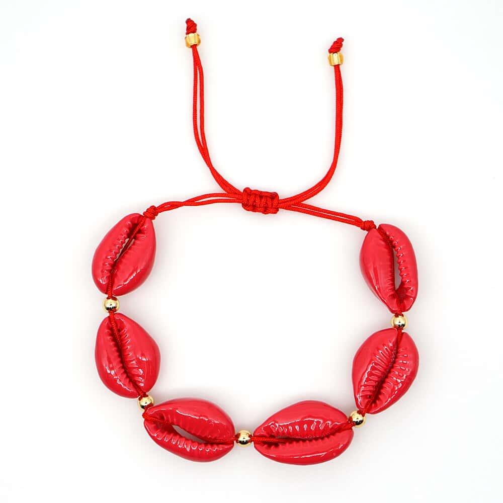 Muslinge Armbånd Rød Cowrie