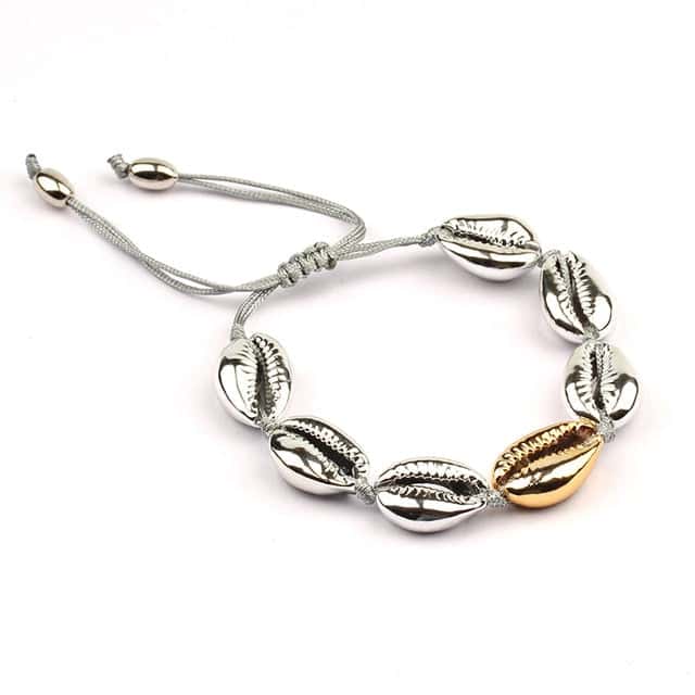 Muslinge Armbånd Sølv Og Gylden Duo Cowrie