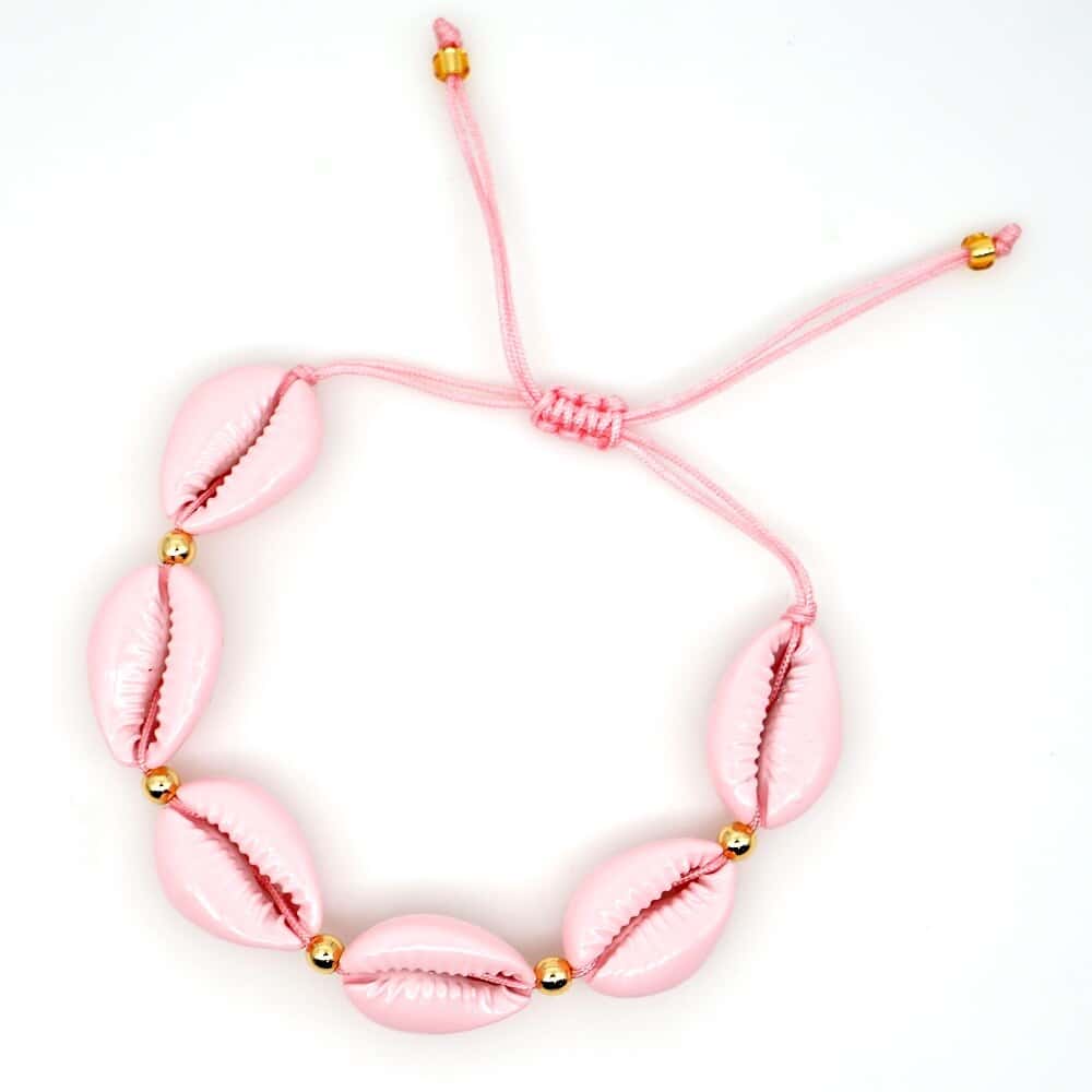 Muslinge Armbånd Pastel Pink Cowrie