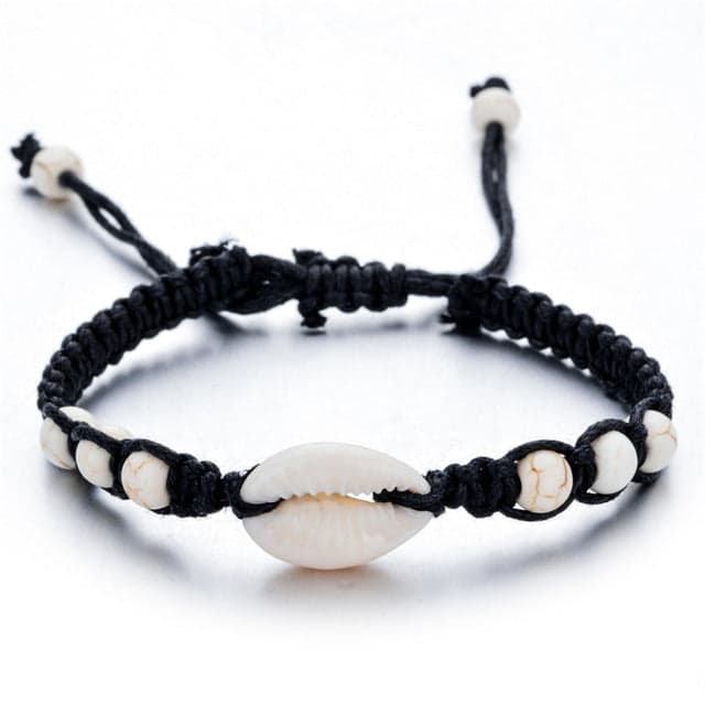 Muslinge Armbånd Cowrie Og Hvide Perler