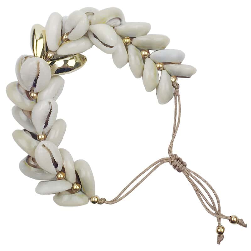 Muslinge Armbånd Flettet Cowries (Gylden)