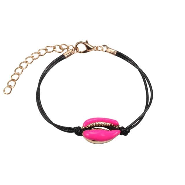 Muslinge Armbånd Pink Kaurier Sort Snor