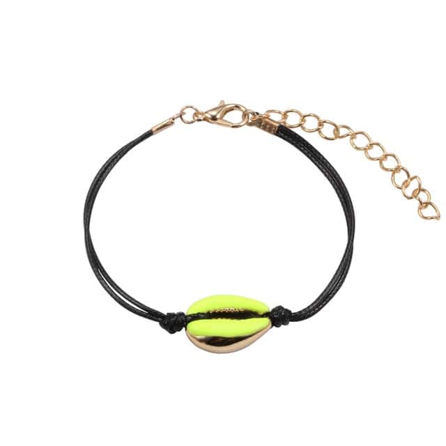 Muslinge Armbånd Grøn Kaurier Sort Snor