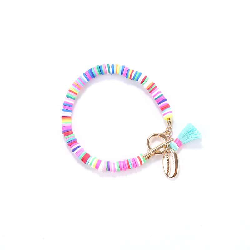 Musling Armbånd Flade Turkis Havperler