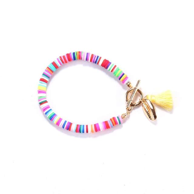 Musling Armbånd Flade Gule Perler