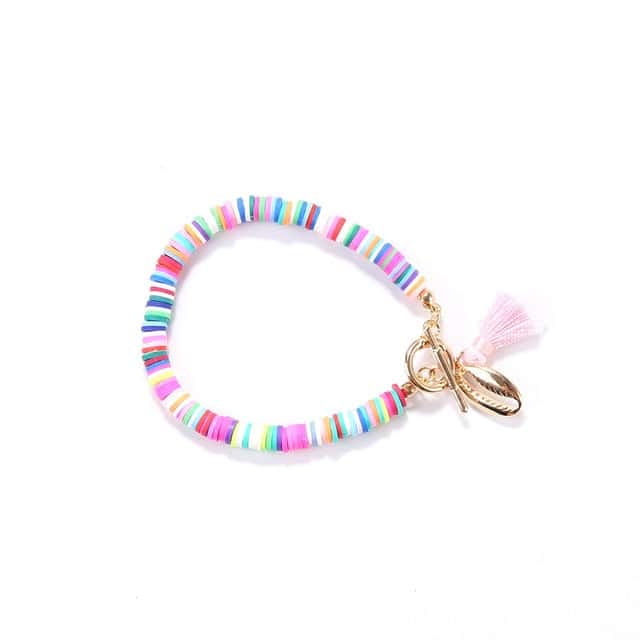 Muslinger Armbånd Flade Rose Lagune Perler