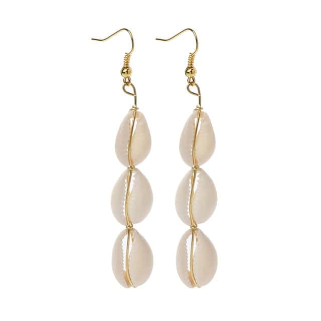 Muslinge Øreringe Trio Hvide Cowries